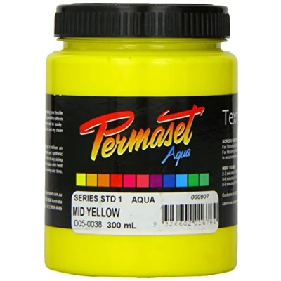 Image of Permaset Aqua Standard 300ml Mid Yellow Screen Printing Ink for Fabric Ideal Kit Home Office, Starter Kit, Paint, Printer and Other
