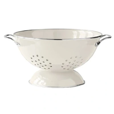 Image of Premier Housewares Enamel Retro Colander Bowl Stainless Steel Pasta strainer Cream Rice for Cooking Sives Drainer,H13 x W23 D23cm