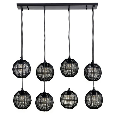 Image of Globo Hermi II hanging light, 8 bulb, black