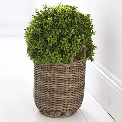 Image of BLOOM Artificial Large Boxwood Ball Topiary Plant 50cm Fake Green Foliage, Faux Silk Flowers That Look Real, Perfect for Mothers Day, Home Decor, Nursery Pot Included