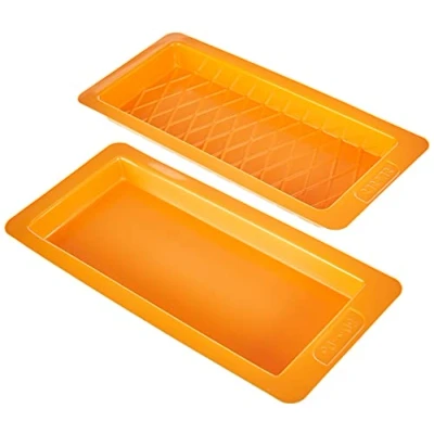 Image of Ibili Nougat Mould Set Plain &amp; Diamonds 2 Pieces, polyethylene, Orange, 23 x 10 cm