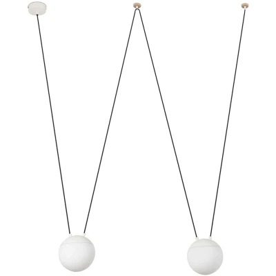Image of Mine 2 Light Ceiling Pendant White, Wood, E27