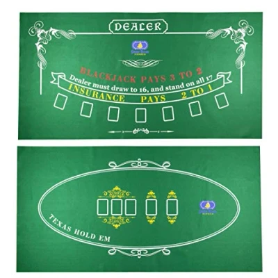 Image of Tabletop Casino Felt Layout for Texas Holdem Poker and Blackjack Premium Professional Grade Mat for, Theme Party, Night, Fundraisers &amp; Gatherings