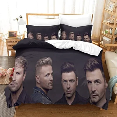 Image of Westlife Band Bedding Duvet Set 3D Printed Quilt Cover Bedspread for Kids Girls Boys Bedroom with Pillow CasesWith Zipper Closure Soft Microfiber Set, 3Pcs Single（135x200cm）