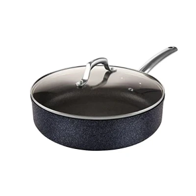 Image of Tower T800033 Trustone Pro 28cm Non Stick Multi Pan, Stone infused Titanium, Cast Steel Handle, Violet &amp; Black , 4.5 litres