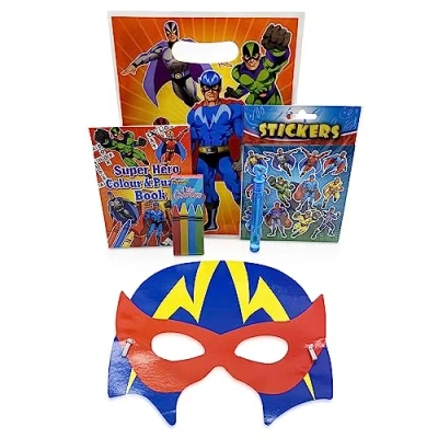 Image of Pre Filled Children’s Birthday Party Gift Bags &amp; Masks Exclusive To Burmont’s (Super Hero 20 Pack)