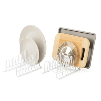Image of simplywire Pack of 2 Plate Rack/Drainer Kitchen Cupboard Storage Organiser White Small