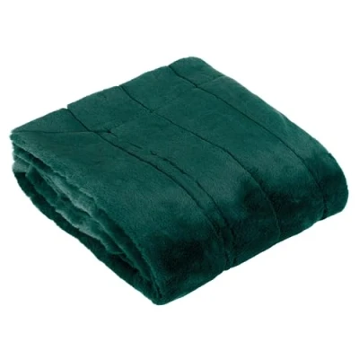 Image of Paoletti Empress Soft Faux Fur Throw, Emerald, 130 x 180cm