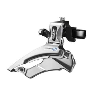 Image of Shimano FD M313 Altus hybrid front derailleur, conventional swing, dual pull, multi fit