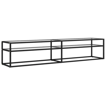 Image of vidaXL TV Cabinet Transparent 200x40x40.5 cm Tempered Glass