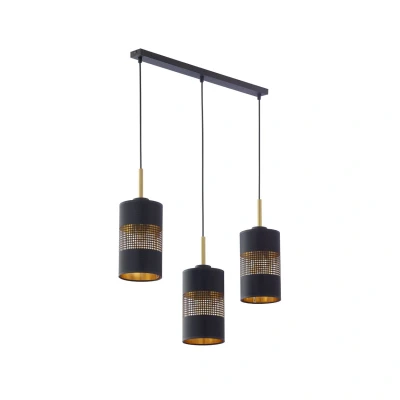 Image of Bogart Bar Pendant Ceiling Light Black, Gold 3xE27
