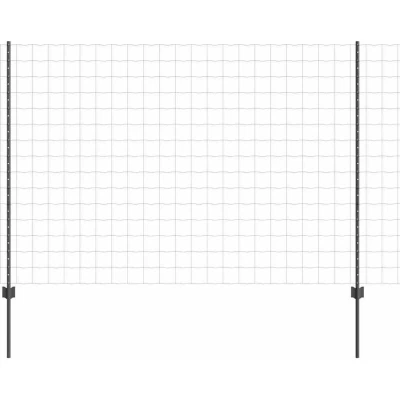 Image of vidaXL Euro Fence with 10 U Posts Grey 1.6x10 m Steel