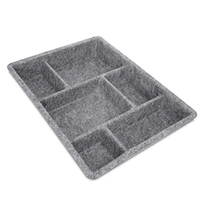 Image of Navaris Felt Drawer Organiser Tray Tidy Desk Drawers, Office Supplies, Jewellery, Cosmetics, Small Personal Items and Accessories Grey