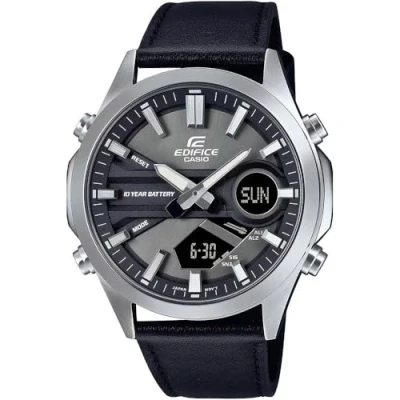 Image of Casio Men Analogue Digital Quartz Watch with Leather Strap EFV C120L 8AEF