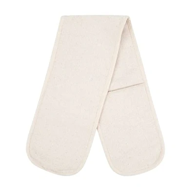 Image of Professional Double Oven Gloves Heavy Duty and Heat Resistant Cotton for Home Restaurants Chefs, Cream, 17cm x 68cm