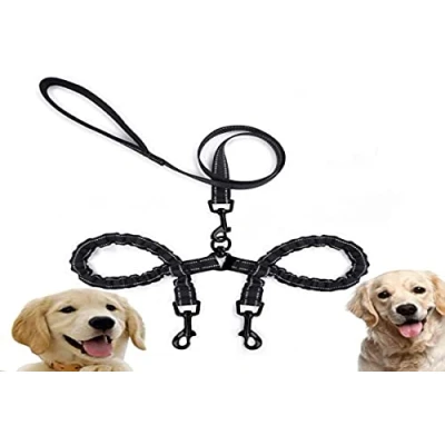 Image of Edipets, Double Dog Leash, Extendable Reflective Anti Pull 360 No Tangle Training Leash for Two Dogs, Small, Medium and Large
