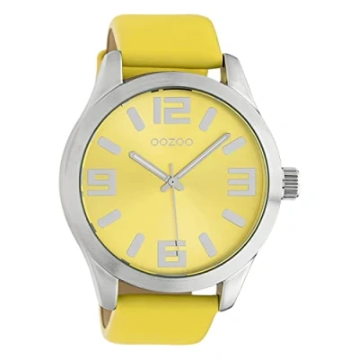 Image of Oozoo Women&#039;s Watch with Leather Strap and Twelve Cubic Zirconia on the Mandala Dial 42 mm Diameter in Various Variations, Silver / black, groß, Strap.