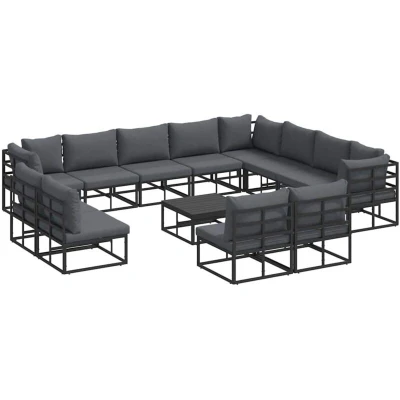 Image of Vidaxl Garden Sofa Set 13 pcs Black 70 x 32 cm Aluminium