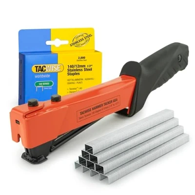 Image of Tacwise 1262 A54 Heavy Duty Hammer Tacker with 2000 140/12mm Staples, Uses Type 140 / 6 12 mm Staples