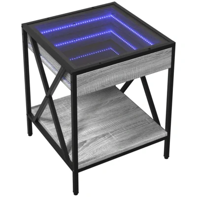 Image of vidaXL Coffee Table with Infinity LED Grey Sonoma 40x40x49 cm