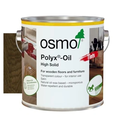 Image of Osmo Polyx® Oil Tints Hard Wax 3075, Black Satin Finish, 2.5L Durable Wood for Wooden Furniture, Water Resistant Floor Wax, Treatments Ideal Oak, Pine, Spruce, Beech &amp; More