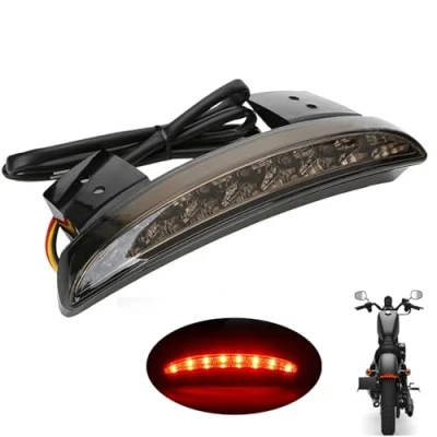 Image of ANKIA Motorcycle Chopped Rear Fender Edge LED Brake License Plate Tail Light Stop Running Turn Signal Lamp for Harley Sportster XL883N 1200N XL1200V XL1200X (Smoked Black)