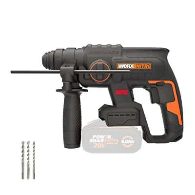 Image of WORX Nitro 18V (20V MAX) Cordless Rotary Hammer Drill, PowerShare, Brushless Motor, SDS Plus, Max. Impact Energy 2.0 J, 3 Functions, Anti Vibration, Bare Tool Only, WX381.9