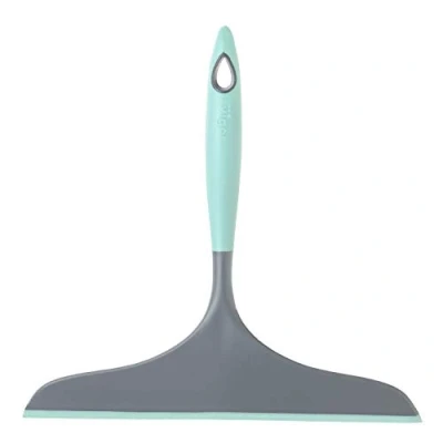 Image of VIGAR Hergo Squeegee Shower Shelf for Hanging, Grey and Turquoise, 23,5 x 3,5 23 cm