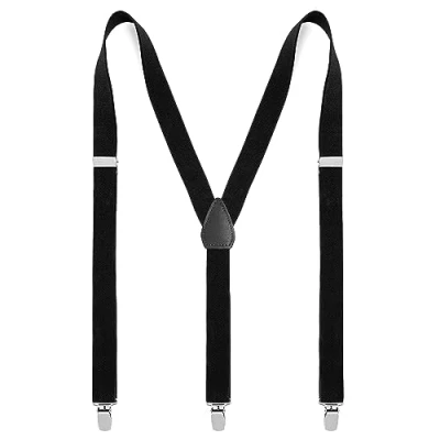 Image of The Glowhouse Men&#039;s Neon Braces Suspenders, Black, One Size, Snap Closure UV Reactive, Ideal for Club nights, Raves and Festivals