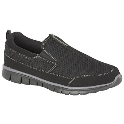 Image of DEKS Mens Slip On Lightweight Gym Running Memory Foam Trainers Shoes Size 7 12 Black UK 9