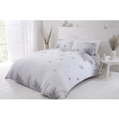 Image of Rapport Home Furnishings Tropics Palm Tree Leaves Reversible Duvet Cover Set Bedding (Double, Grey)