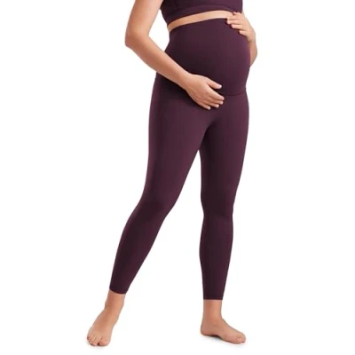Image of CRZ Yoga Women&#039;s Butterluxe 25&quot; Maternity Leggings Over Bump Workout Pregnancy Soft Belly Support Pants Deep Purple 10