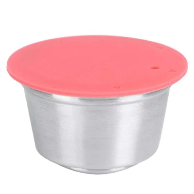 Image of Omabeta Coffee Capsule Pods Stainless Steel Reusable with Silicone Lid Refillable Cup Fit for Dolce Gusto Maker(Red)