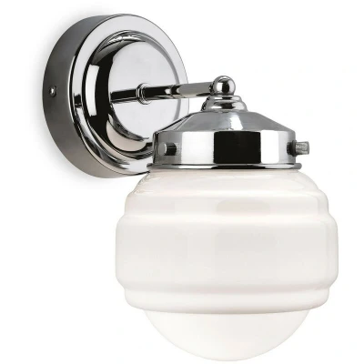 Image of Art 1 Light Bathroom Indoor Wall Chrome, Opal White Glass IP44, E27