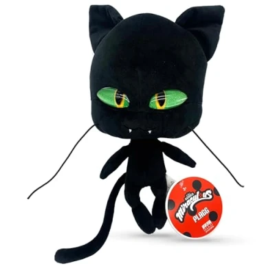 Image of Miraculous Ladybug Kwami Mon Ami Plagg, 9 inch Cat Plush Toys for Kids, Super Soft Stuffed Toy with Resin Eyes, High Glitter and Gloss, Detailed Stitching Finishes (Wyncor)
