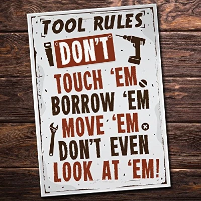 Image of RED OCEAN Tool Rules Hanging Plaque Vintage Pub Bar Garage Man Cave Workshop Dad Grandad Birthday Gift