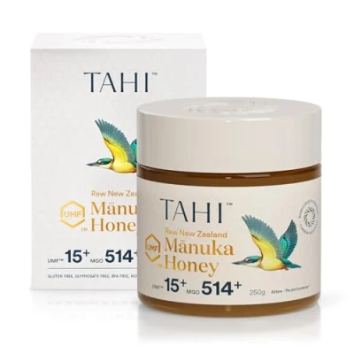 Image of Tahi Raw Manuka Honey New Zealand UMF 15+ Certified (MGO 514+) 100% Sustainable, Monofloral and Natural Non GMO, Glyphosate Free Gluten Pure 250gr.