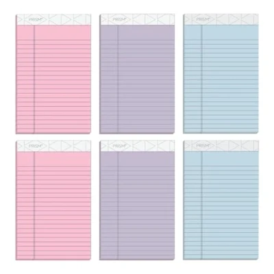 Image of Tops 5 x 8 Legal Pads, 6 Pack, Prism Brand, 2 Pink/2 Blue/2 Purple, Narrow Ruled, 50 Sheets Per Writing Pad, Made in USA (63016)