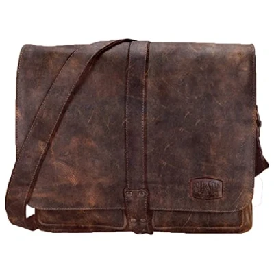 Image of fixbag Unisex Bicycle Shoulder Bag with Klickfix Compact Rail for Bicycle, Laptop 15 Inch Notebook, Genuine Leather Bag, Luggage, Hand Luggage (Pack of 1), brown, ca. 36 x 34 12 cm,