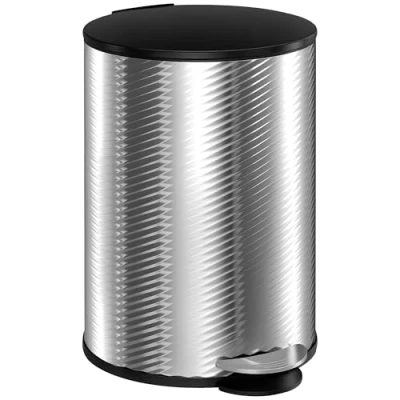 Image of HOMCOM 20 Litre Kitchen Bin, Stainless Steel Pedal Bin with Soft close Lid, Fingerprint Proof Cylindrical Rubbish Foot and Removable Inner Bucket, Silver
