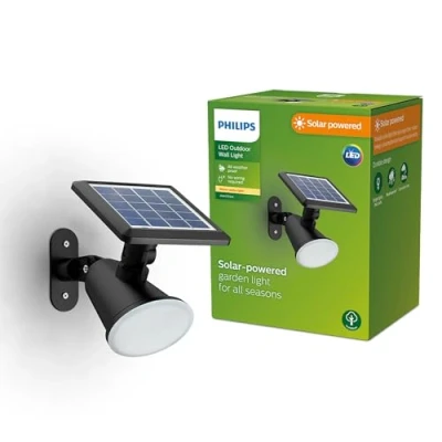 Image of PHILIPS Lighting Jivix Outdoor Solar spot Light, 1.4W, 2700K, Black, IP44 Weatherproof