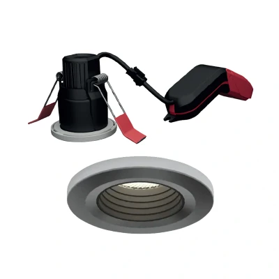 Image of Ansell Prism Pro Mini Fire Rated Anti Glare LED Downlight Satin Chrome Bezel with Matt Black Insert
