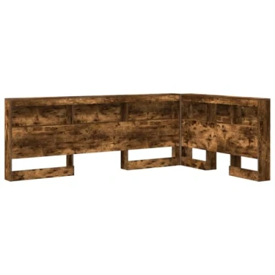 Image of Storage Headboard with Shelf Smoked oak 120 cm Engineered wood Vidaxl