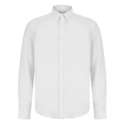 Image of Tokyo Laundry Mens White Linen Blend Long Sleeve Button Up Shirt Size X Large