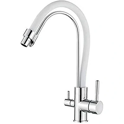 Image of Ibergrif, Kitchen Tap with Flexible Spout, 3 in 1 Sprayer for Sink Mixer and Water Filter Purifier, White