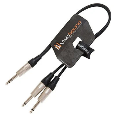 Image of 6.35mm 1/4&quot; Stereo TRS Jack to 2 x Mono Insert Cable/Y Lead 0.5m