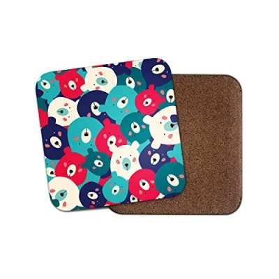 Image of 1 x Fun Colourful Bears Cork Backed Drinks Coaster Bear Wild Animal #8346