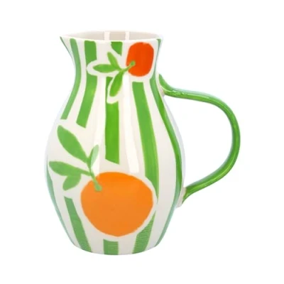 Image of Gisela Graham Clementine Green Striped Jug Medium