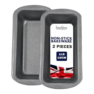 Image of Samuel Groves 2X 1LB Bread Loaf Tin, Superior Double Coated Non Stick, (450g) Made in England by Chabrias LTD