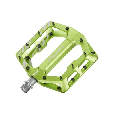 Image of Funn Funndamental Flat Pedals Wide Platform Bicycle for BMX/MTB Mountain Bike, Adjustable Grip Outstanding Stability, 9/16 inch CrMo Axle (Green)